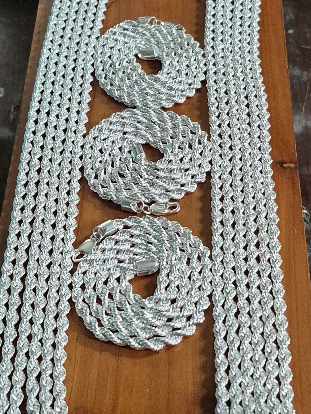 NEW 24 Inch Sterling Silver 5mm Rope Chain Necklace 44.4 Grams - Men's Jewelry - Picture 4 of 16